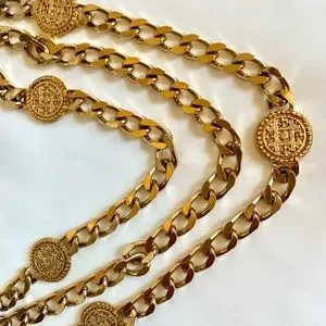 Gold Metal heavy chain Beltz Amazon.com: KunJoe Chain Belt for Women Wasit Chunky Chain  main image 3